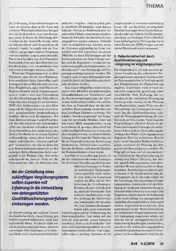 Vorschauseite 4: Ambulante Vergütung aus Patientensicht: Patientensicherheit, Zugang und Kommunikation im Zeitalter der Digitalisierung