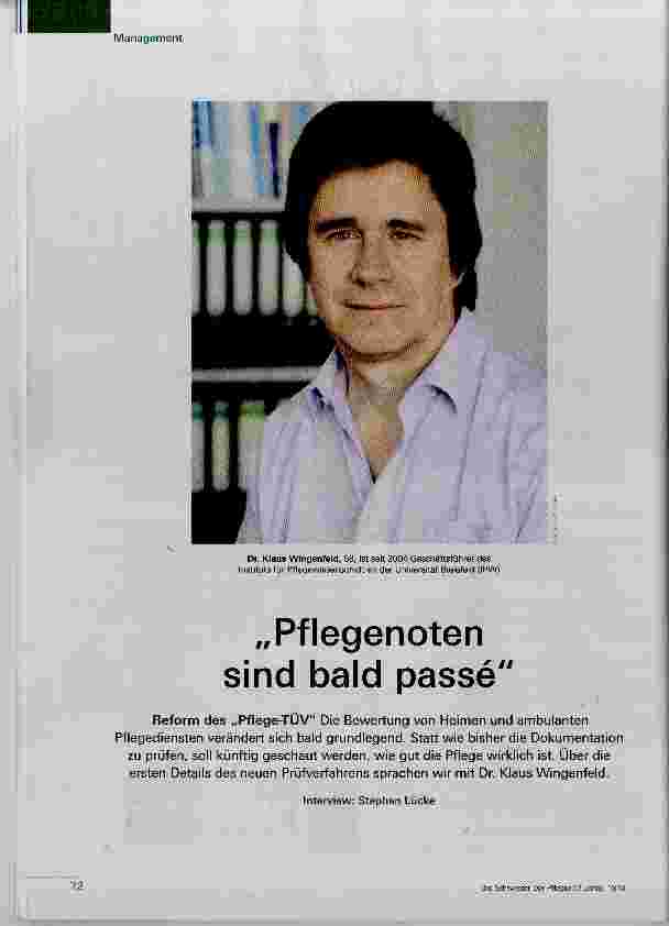 Vorschauseite 1: Pflegenoten sind bald passé