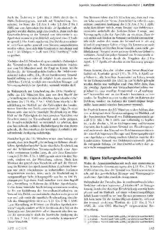 Vorschauseite 3: Versandhandel mit Defekturarzneimitteln?