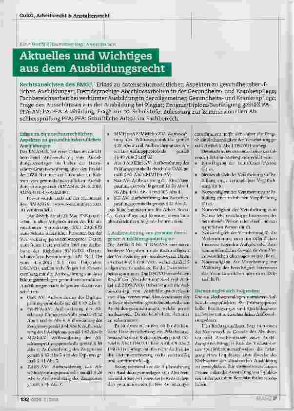 Vorschauseite 1: Aktuelles und Wichtiges aus dem Ausbildungsrecht