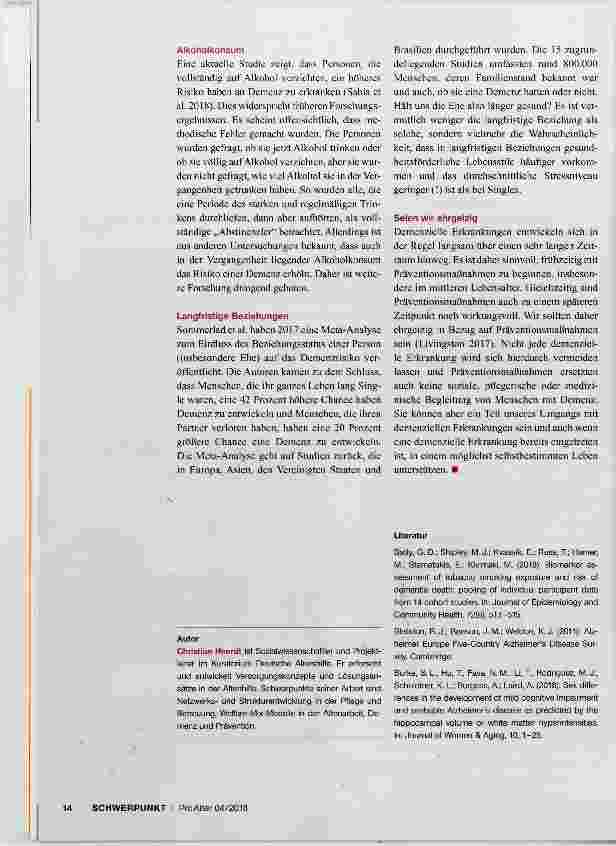 Vorschauseite 4: Prävention demenzieller Erkrankungen
