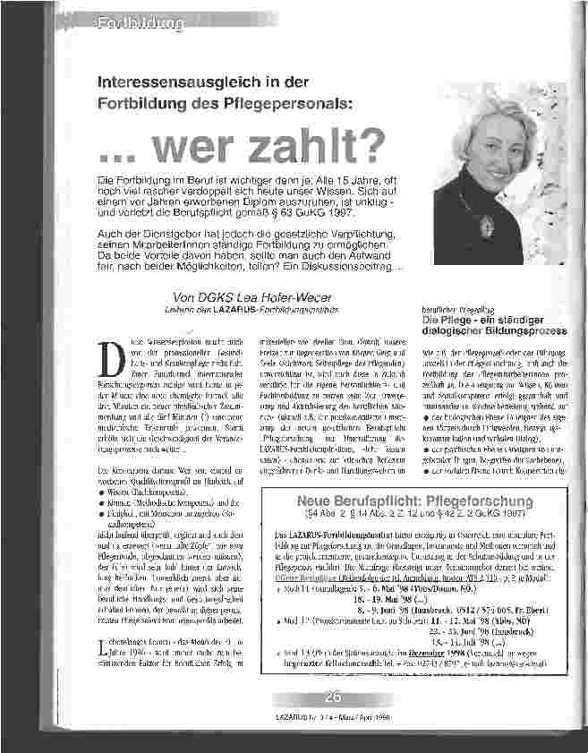 Vorschauseite 1: ... wer zahlt? Interessenausgleich in der Fortbildung des Pflegepersonals