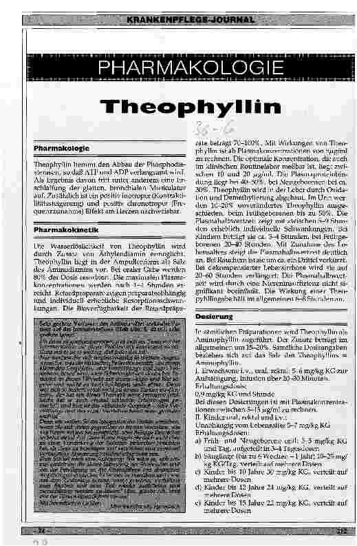 Vorschauseite 1: Pharmakologie Theophyllin