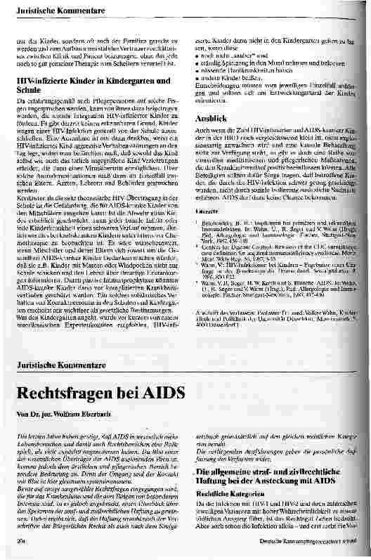 Vorschauseite 5: Das HIV-infizierte und das AIDS-kranke Kind