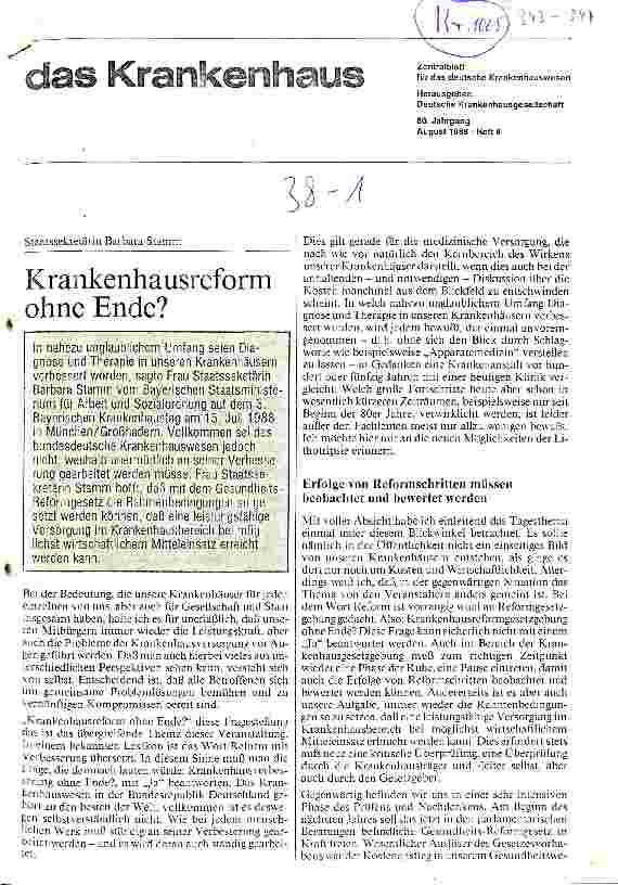Vorschauseite 1: Krankenhausreform ohne Ende