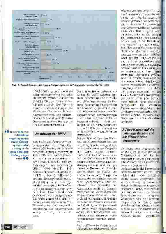 Vorschauseite 3: Neues Entgeltsystem: Auswirkungen blieben bisher sehr moderat Die BPflV 95 im ersten Jahr der flächendeckenden Anwendung