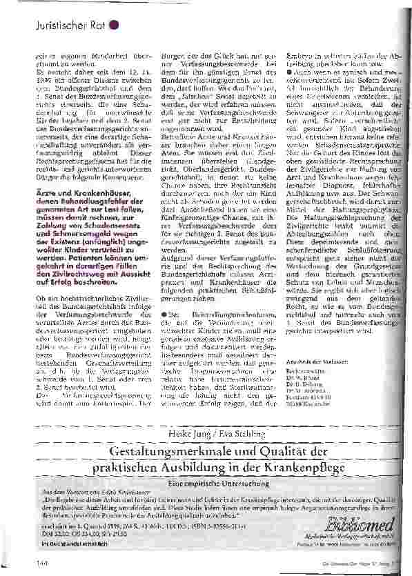 Vorschauseite 4: Kind als Schaden? Beschluß des Bundesverfassungsgerichts (1. Senat) vom 12.11.1997