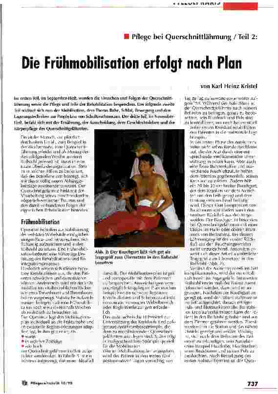 Vorschauseite 1: Die Frühmobilisation erfolgt nach Plan Pflege bei Querschnittlähmung (Teil 2)