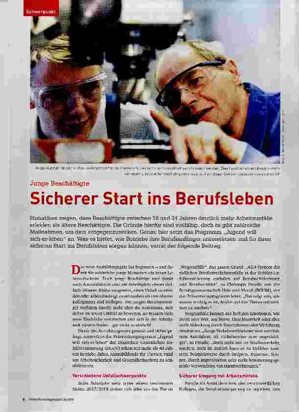 Vorschauseite 1: Sicherer Start ins Berufsleben
