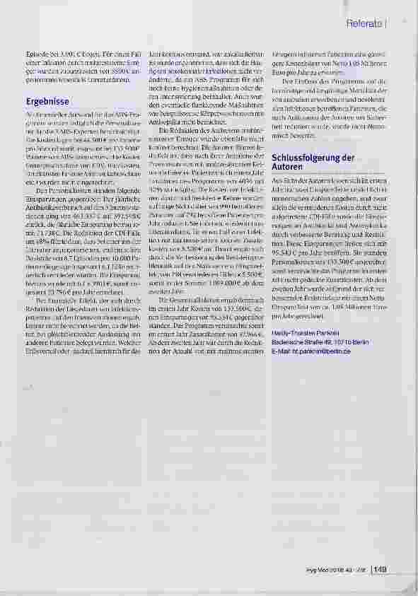 Vorschauseite 2: Kosteneffektivität eines Antibiotic-Stewardship (ABS)-Programms: Werden die Personalkosten durch Einsparungen an anderer Stelle kompensiert?