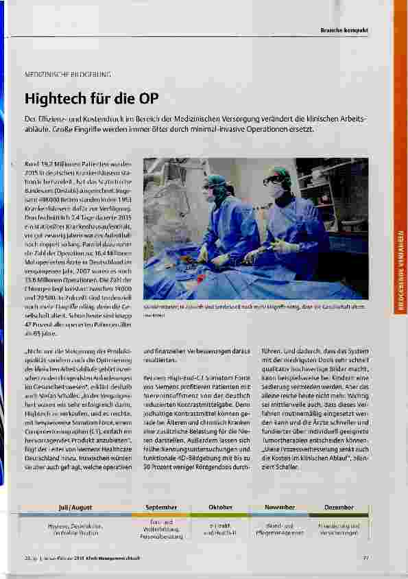 Vorschauseite 1: Hightech für die OP