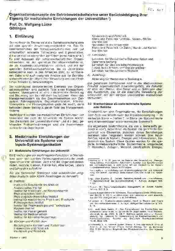 Vorschauseite 1: Organisationskonzepte der Betriebswirtschaftslehre unter Berücksichtigung ihrer Eignung für medizinische Einrichtungen der Universitäten