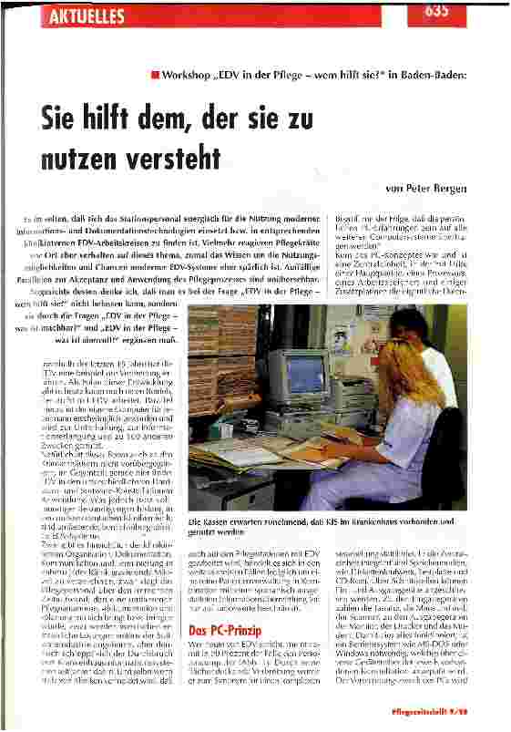 Vorschauseite 1: Sie hilft dem, der sie zu nutzen versteht Workshop EDV in der Pflege - wem hilft sie?