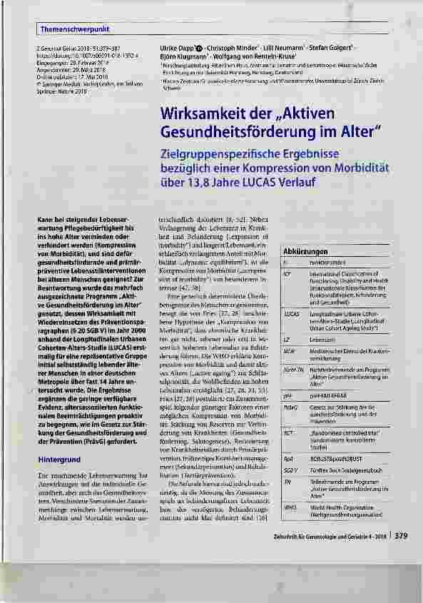 Vorschauseite 1: Wirksamkeit der „Aktiven Gesundheitsförderung im Alter