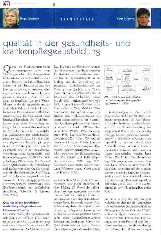 Vorschauseite 1: qualität in der gesundheitsund krankenpflegeausbildung