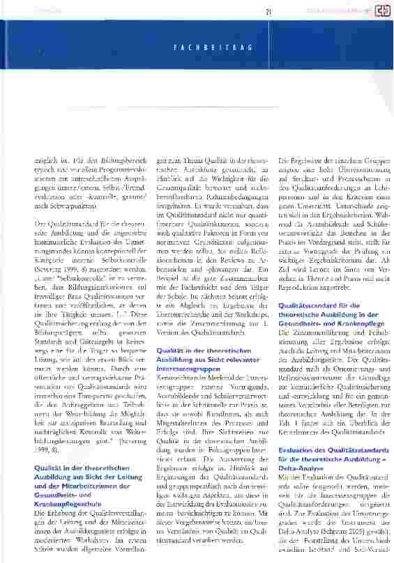 Vorschauseite 2: qualität in der gesundheitsund krankenpflegeausbildung