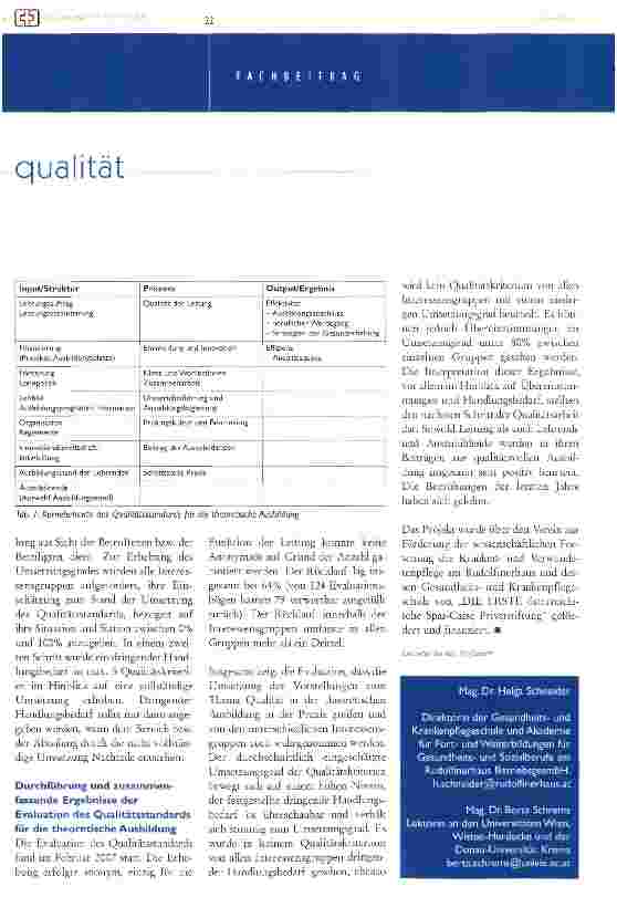 Vorschauseite 3: qualität in der gesundheitsund krankenpflegeausbildung