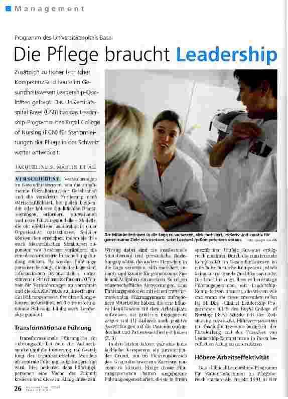 Vorschauseite 1: Die Pflege braucht Leadership