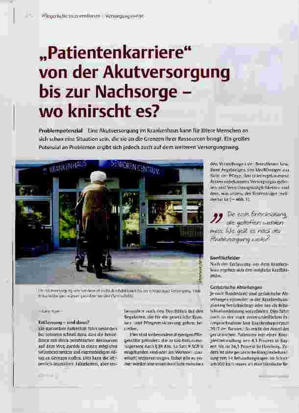 Vorschauseite 1: „Patientenkarriere“ von der Akutversorgung bis zur Nachsorge - wo knirscht es?