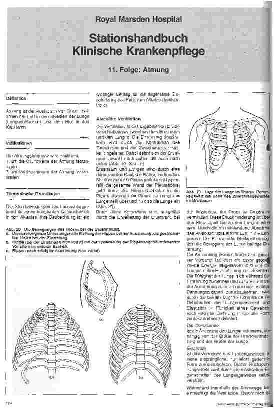 Vorschauseite 1: Stationshandbuch Klinische Krankenpflege 11. Folge: Atmung