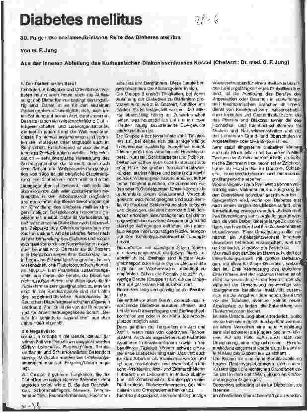 Vorschauseite 1: Diabetes mellitus 30 Folge: Die sozialmedizinische Seite des Diabetes mellitus