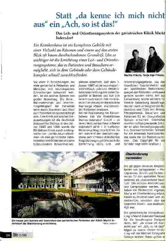 Vorschauseite 1: Statt da kenne ich mich nicht aus ein Ach, so ist das! Das Leitund Orientierungssystem einer geriatrischen Klinik