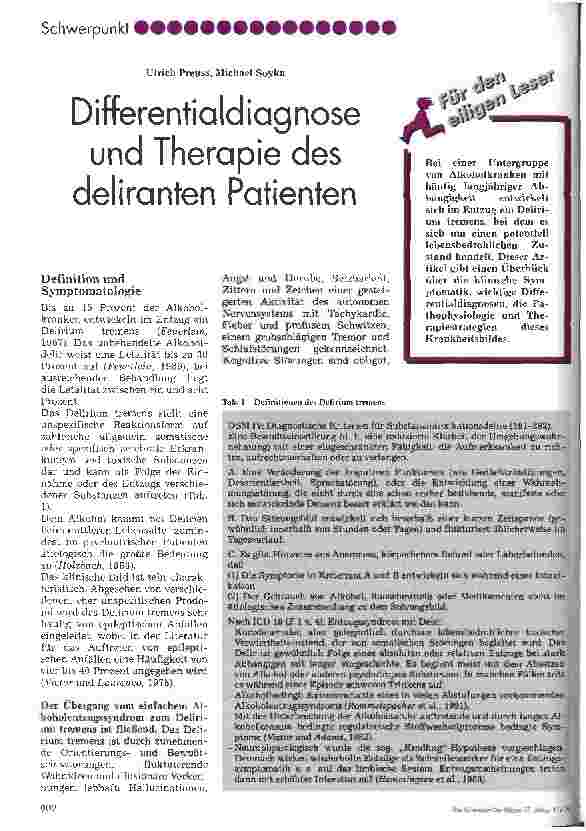 Vorschauseite 1: Differentialdiagnose und Therapie des deliranten Patienten