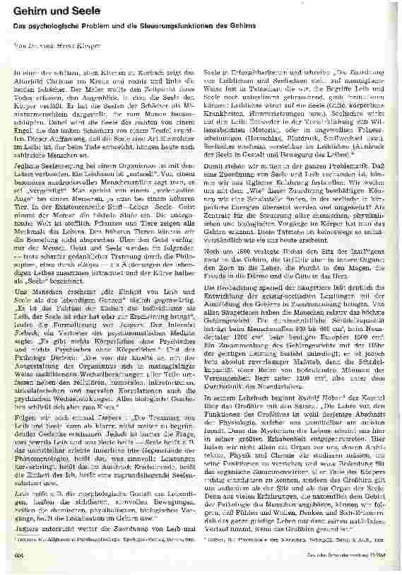 Vorschauseite 1: Gehirn und Seele Das psychologische Problem und die Steuerungsfunktionen des Gehirns
