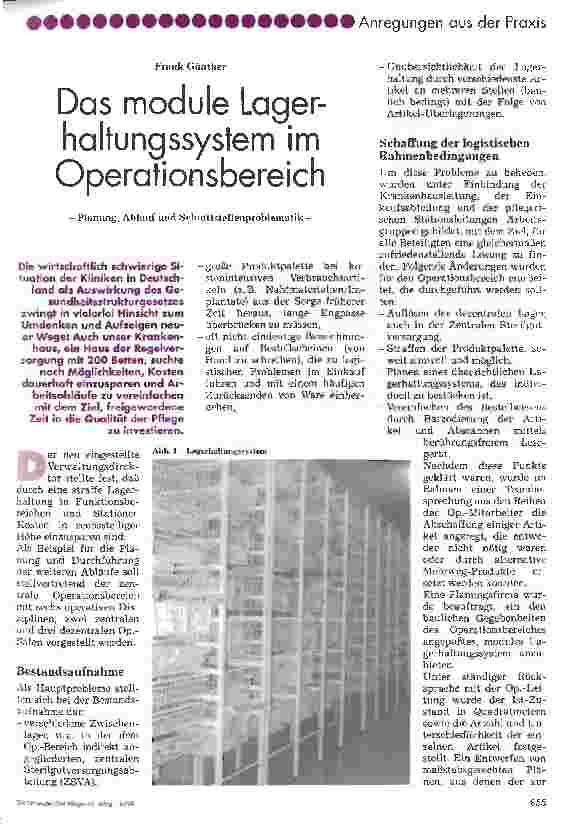 Vorschauseite 1: Das module Lagerhaltungssystem im Operationsbereich Planung, Ablauf und Schnittstellenproblematik