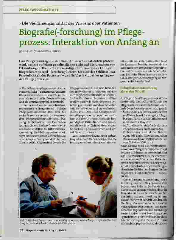 Vorschauseite 1: Biografie (-forschung) im Pflegeprozess: Interaktion von Anfang an