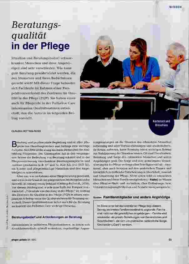 Vorschauseite 1: Beratungsqualität in der Pflege