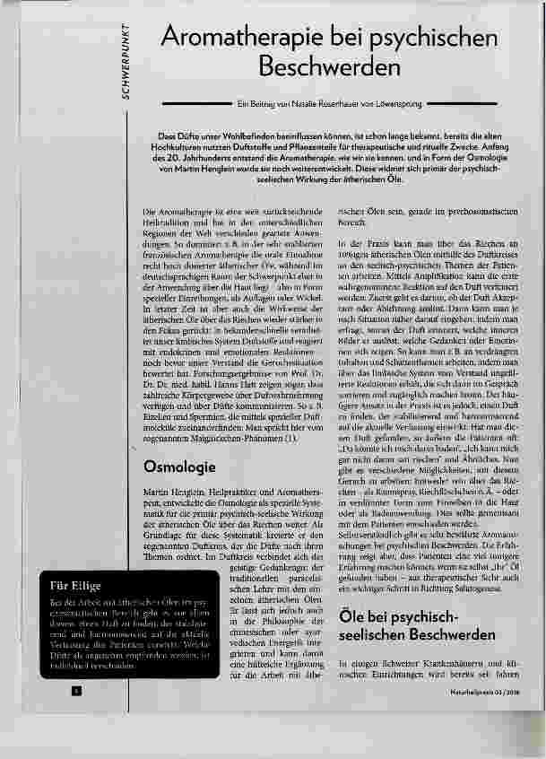 Vorschauseite 1: Aromatherapie bei psychischen Beschwerden