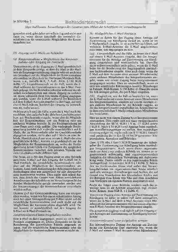 Vorschauseite 4: Zu den Auswirkungen des Gesetzes zum Abbau der Schriftform im Verwaltungsrecht des Bimdes für die Integrationsämter