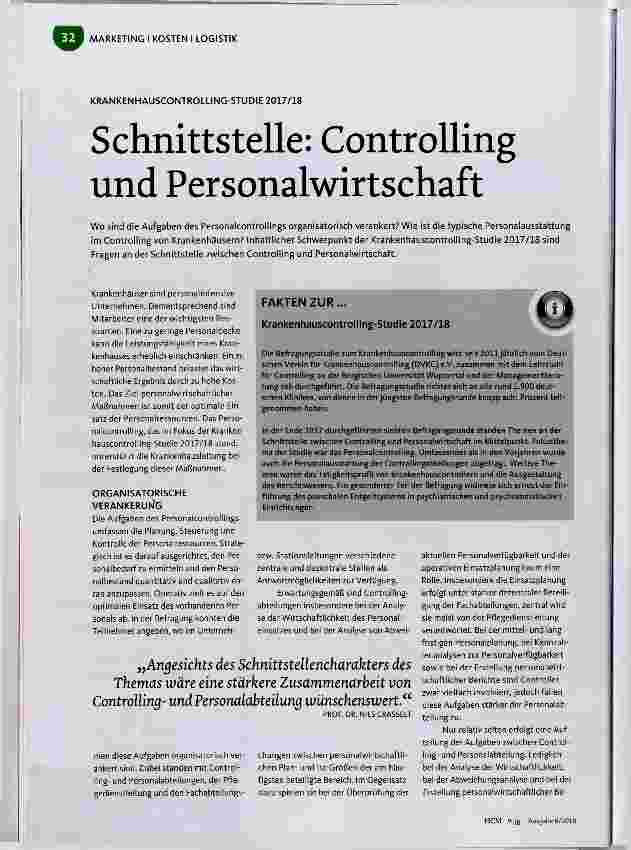 Vorschauseite 1: Schnittstelle: Controlling und Personalwirtschaft