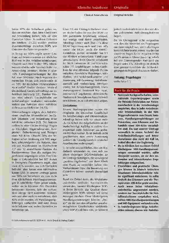 Vorschauseite 6: SOPs und Guidelines zur malignen Hyperthermie