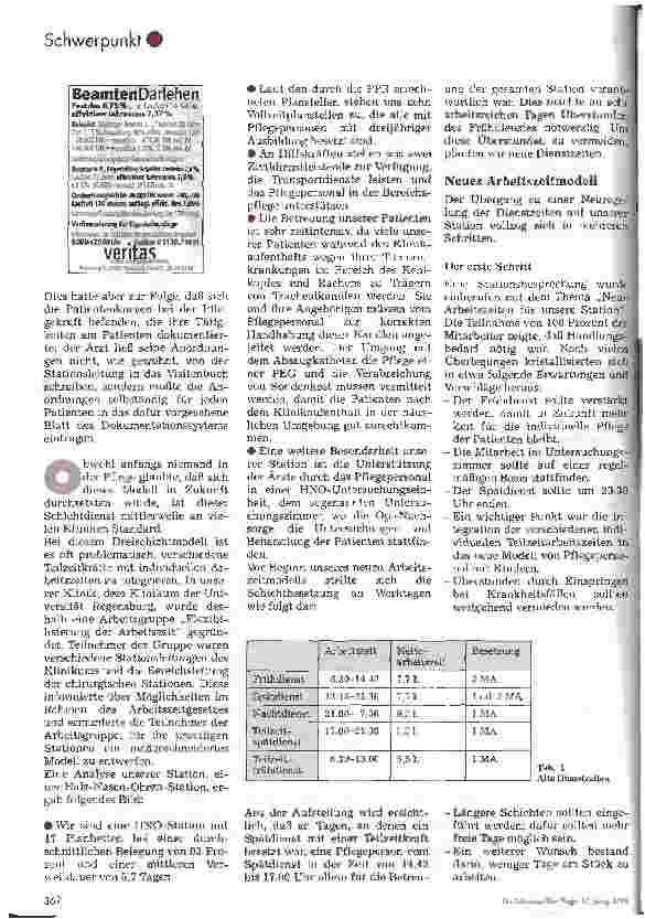 Vorschauseite 2: Neues Arbeitszeitmodell auf einer Pflegestation