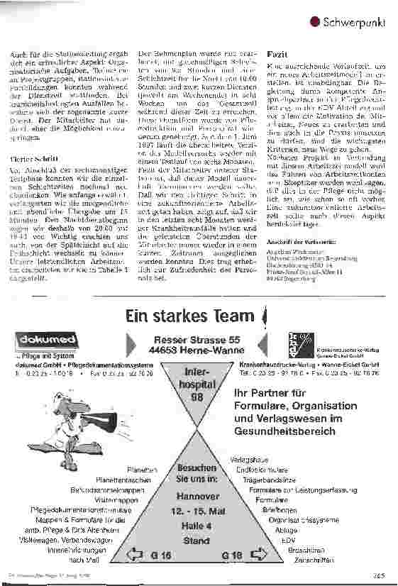 Vorschauseite 4: Neues Arbeitszeitmodell auf einer Pflegestation