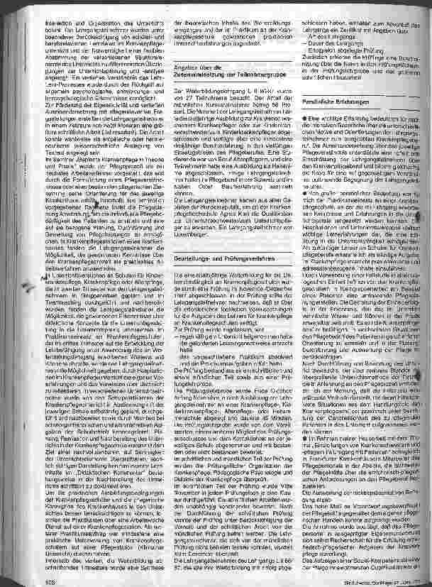 Vorschauseite 2: Weiterbildung zum Lehrer an Krankenpflegeschulen an der Krankenpflegehochschule Agnes-Karll des DBfK // Abschlußbericht