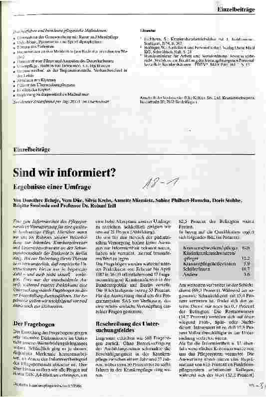 Vorschauseite 1: Sind wir informiert? Ergebnisse einer Umfrage