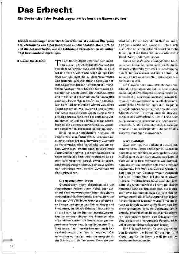 Vorschauseite 1: Das Erbrecht Ein Bestandteil der Beziehungen zwischen den Generationen