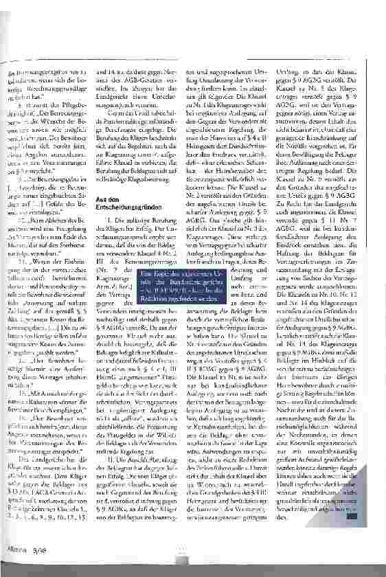 Vorschauseite 2: Kundenorientierung und Verbraucherschutz in Heimverträgen Das Urteil