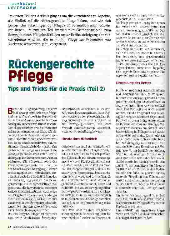 Vorschauseite 1: Rückengerechte Pflege Tips und Tricks für die Praxis (Teil 2)