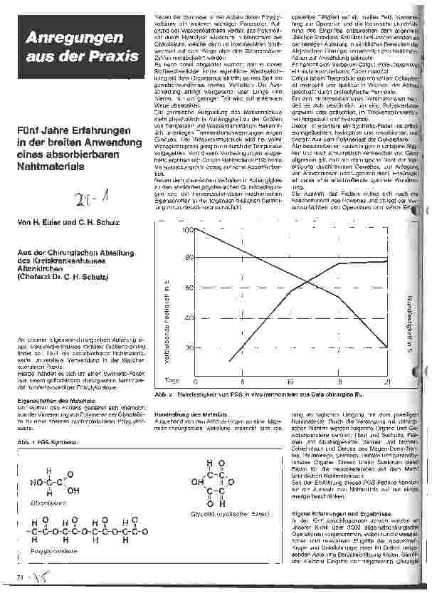 Vorschauseite 1: Fünf Jahre Erfahrungen in der breiten Anwendung eines absorbierbaren Nahtmaterials