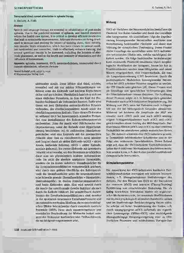 Vorschauseite 2: Gleichstromstimulation in der Aphasietherapie