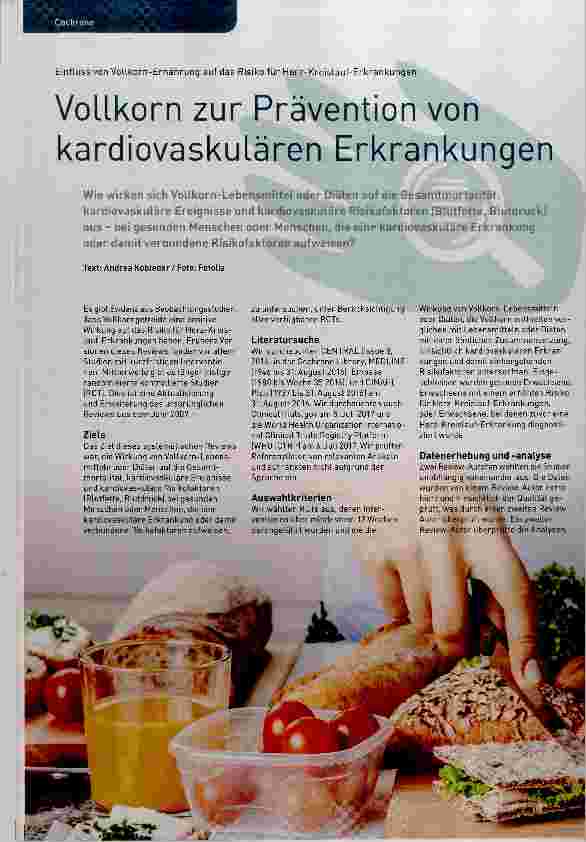 Vorschauseite 1: Vollkorn zur Prävention von kardiovaskulären Erkrankungen