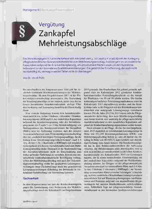 Vorschauseite 1: Zankapfel Mehrleistungsabschläge