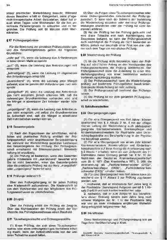 Vorschauseite 5: Muster für eine landesgerechtliche Ordnung der Weiterbildung und Prüfung zu Krankenschwestern/Pflegern für die Psychatrie