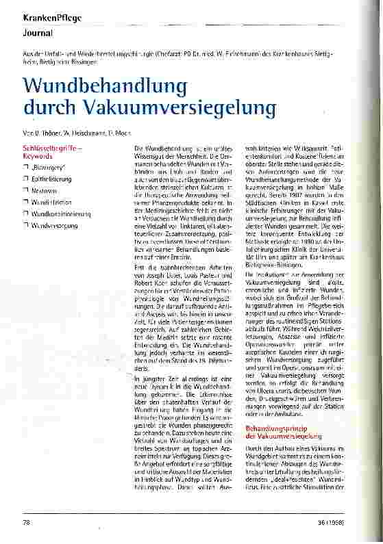 Vorschauseite 1: Wundbehandlung durch Vakuumversiegelung