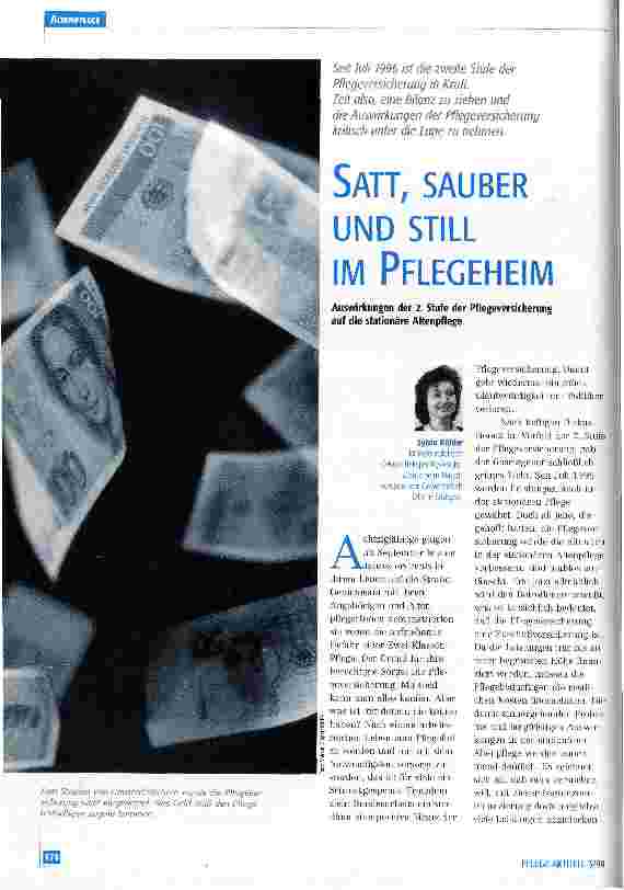 Vorschauseite 1: Satt, sauber und still im Pflegeheim Auswirkungen der 2. Stufe der Pflegeversicherung auf die stationäre Altenpflege
