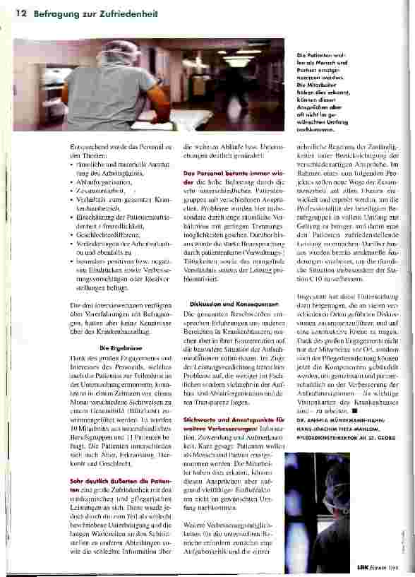 Vorschauseite 2: Zufrieden? Patienten und Personal im AK St. Georg